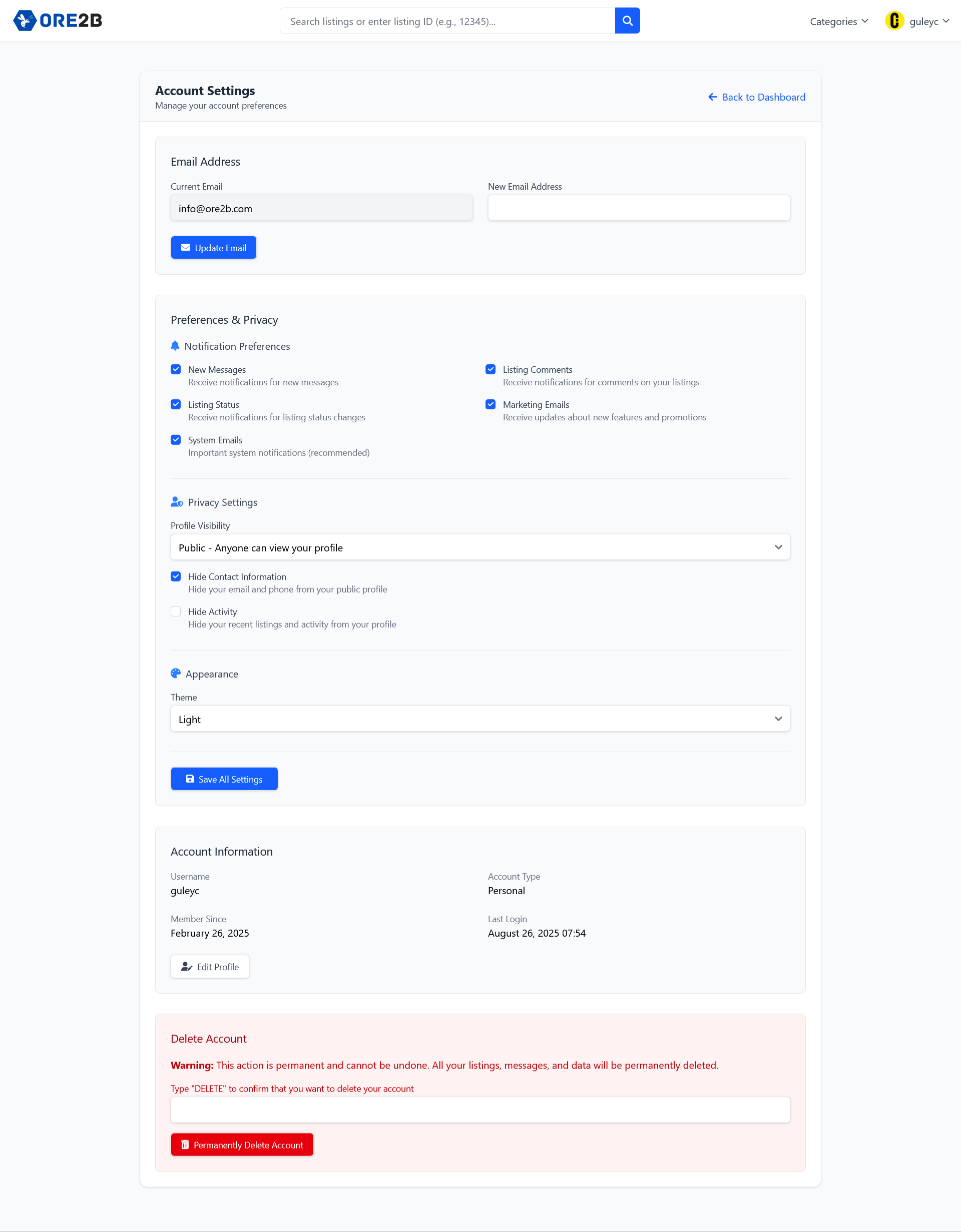 Account Settings