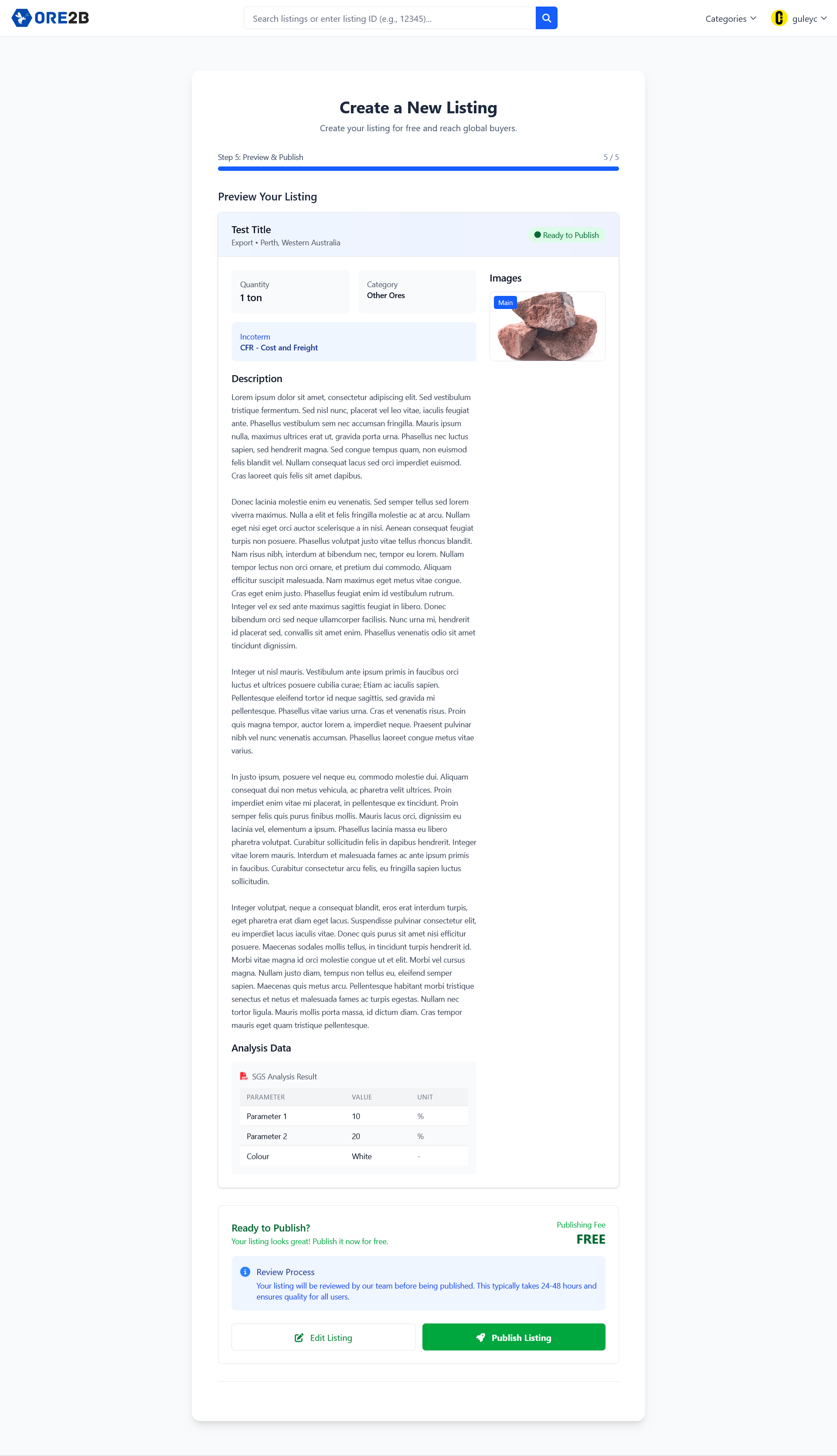 Create Listing Step 5