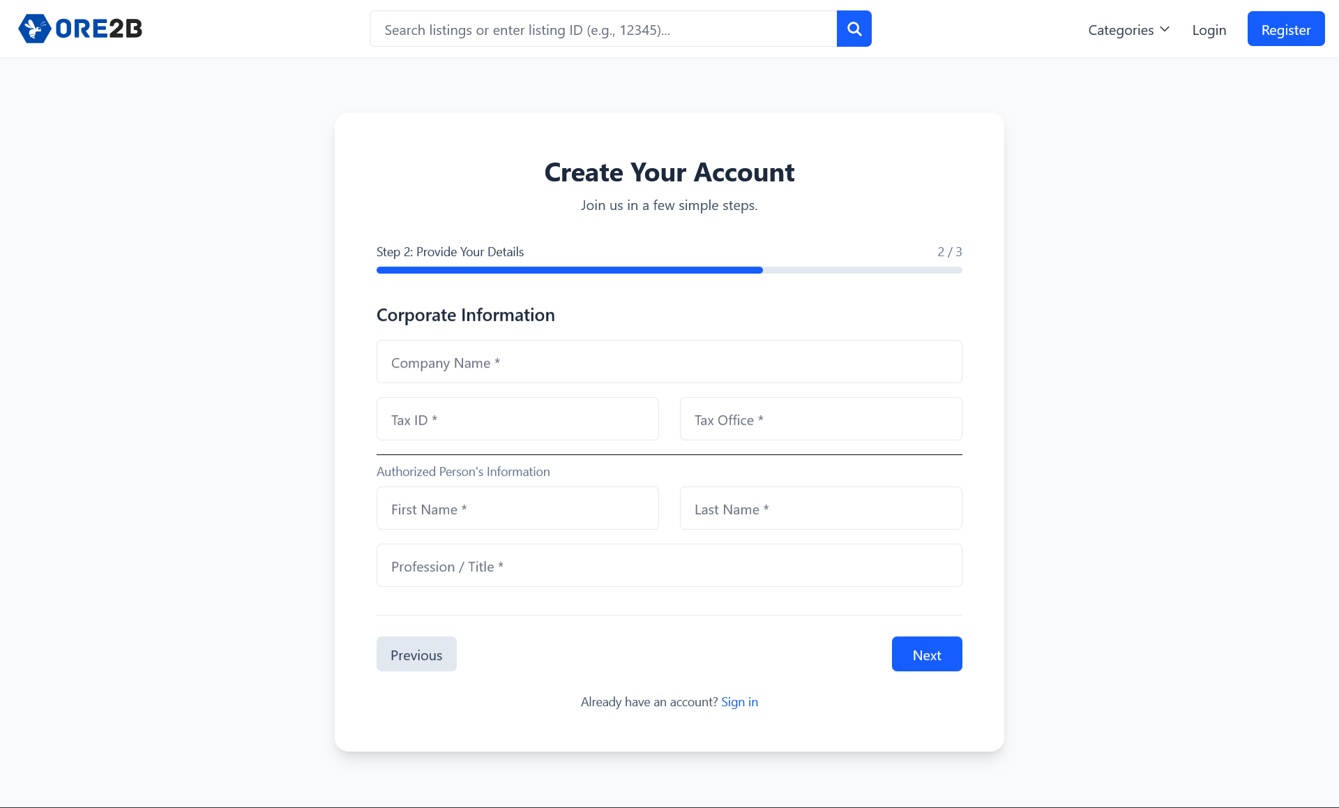 Register Corporate